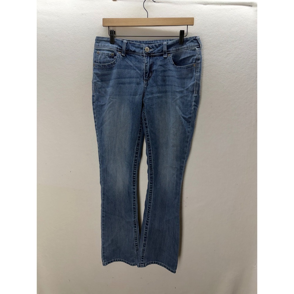 Maurices Bootcut Jeans Womens 10 Reg Blue Stretch Mid Rise Faded 3573